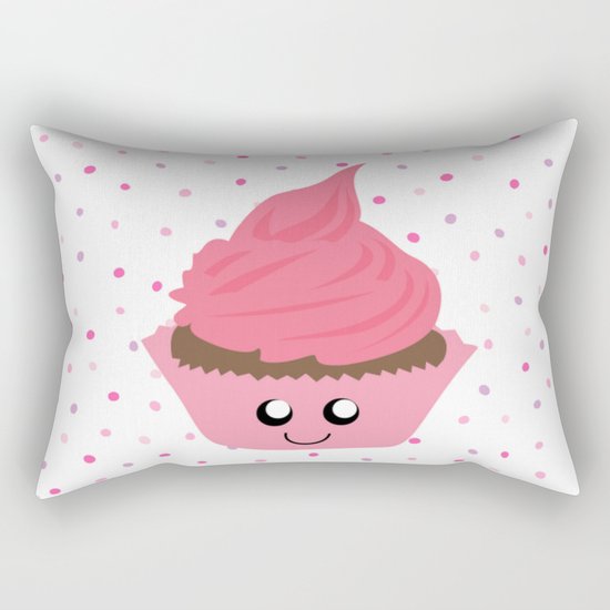 Valentine's Day Cupcake with Confetti Sprinkles (Dazzling Pink Polka Dots / Valentine Gift) Rectangular Pillow