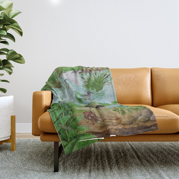 A Day of Forest (4). (the lake ecosystem) Throw Blanket