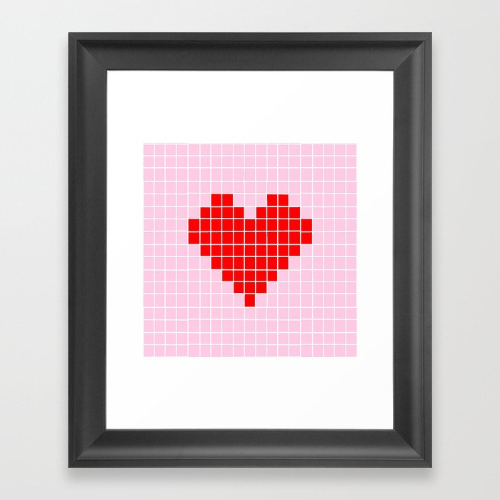 Heart and love 42 - version pixel art Framed Art Print