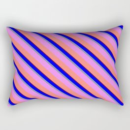 [ Thumbnail: Colorful Blue, Light Slate Gray, Violet, Salmon, and Maroon Colored Lines Pattern Rectangular Pillow ]