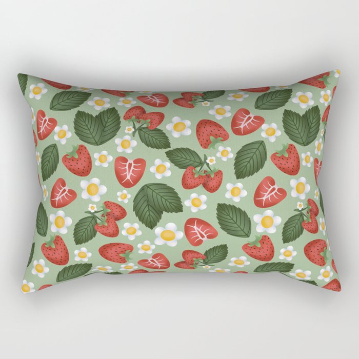Strawberry Fields Illustrated Pattern Rectangular Pillow