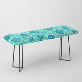 Blue and turquoise roses pattern Bench