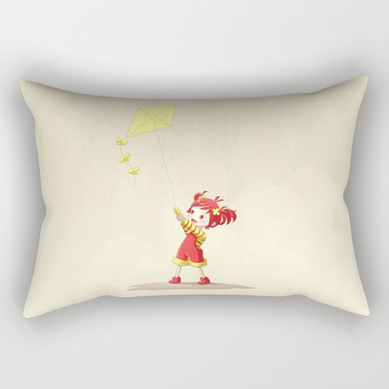 Girl with Kite Rectangular Pillow