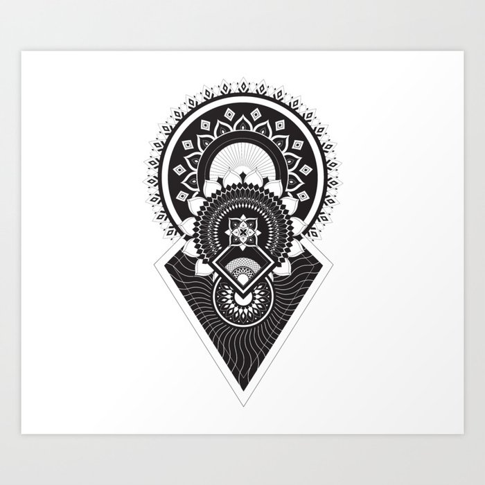 Mandala Of The Sun Moon And Stars Art Print By Inkwinkstudio Society6