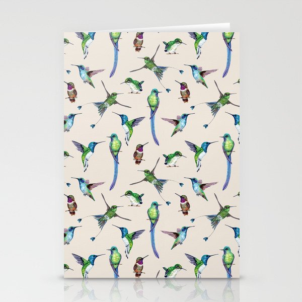 Cream Hummingbird Pattern Stationery Cards