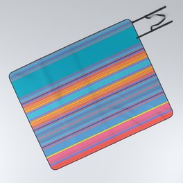 Bold Color Rainbow Stripes Picnic Blanket