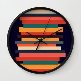Stacked Blocks // Mid-century modern stacked block print and pattern Wall Clock
