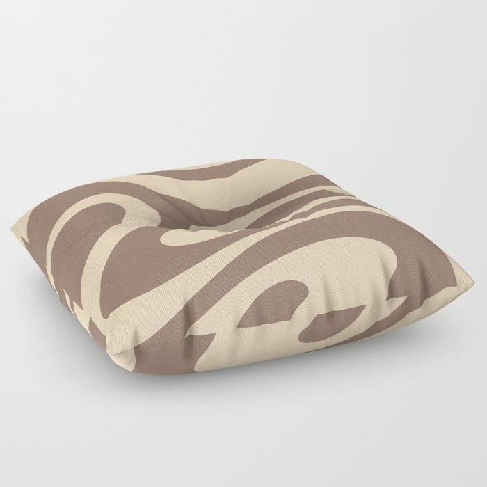 Modern Abstract Pattern 6 in Choc Brown Beige (Liquid Swirl Design) Floor Pillow