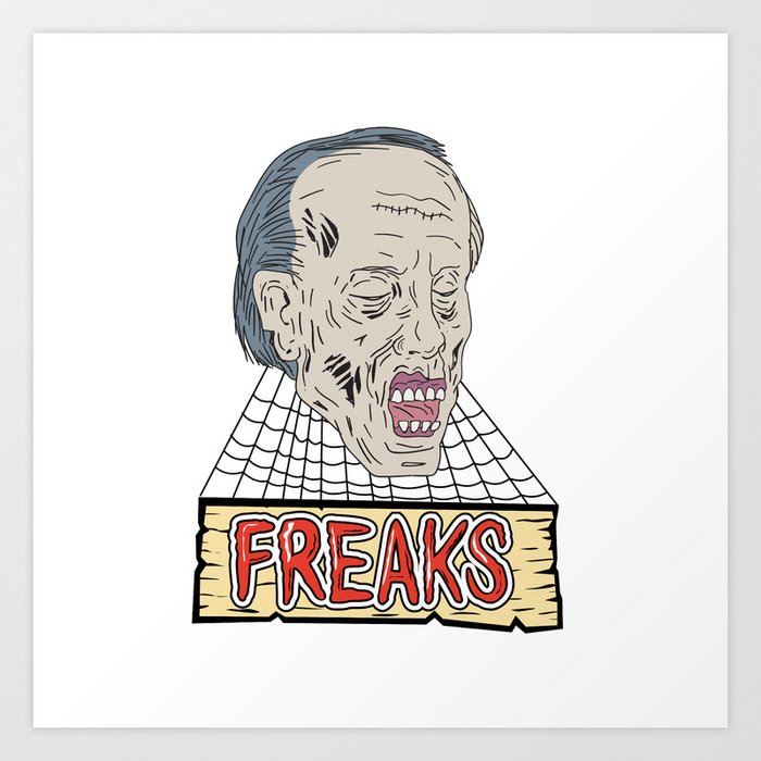 Zombie Freaks Cobwebs Drawing Art Print By Patrimonio | Society6