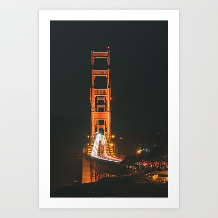 Golden Gate Bridge Night Art Print