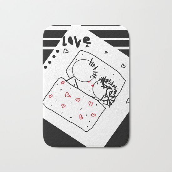 Black and white comic . Love . Bath Mat