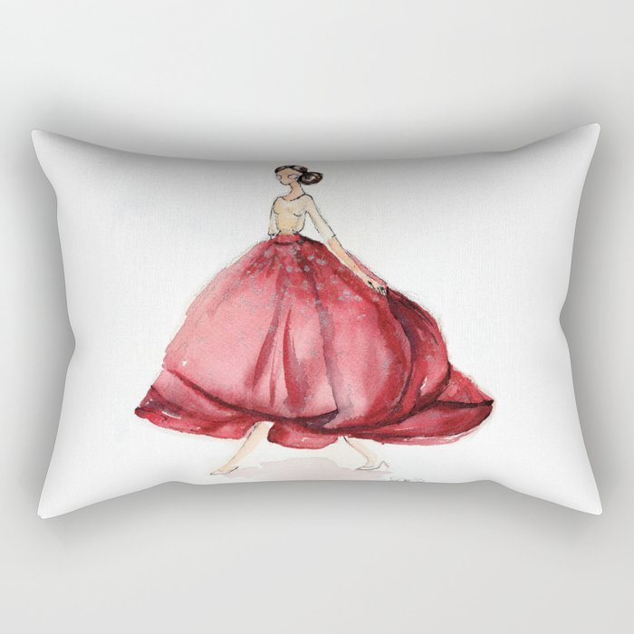 Red Fashion Watercolor Model Rectangular Pillow