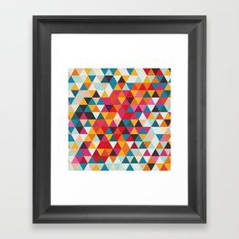 Vintage Summer Color Palette - Hipster Geometric Triangle Pattern Framed Art Print