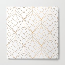 Geometric Gold Pattern With White Shimmer Metal Print