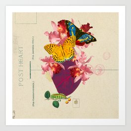 Flowering Post Heart Card with Butterflies 🦋🦋 & Magic Art Print