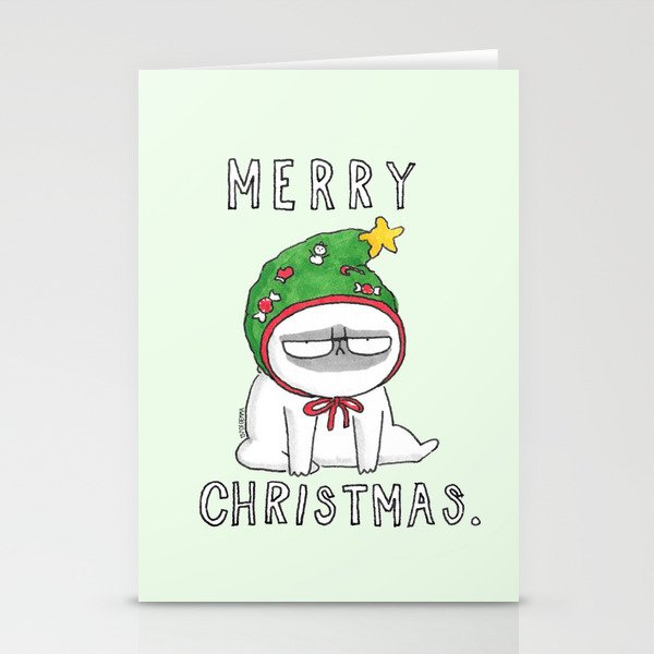 Grumpy Christmas puggy Stationery Cards