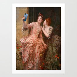 Altered Vintage Art, Selfie, Young Victorian Women Art Print