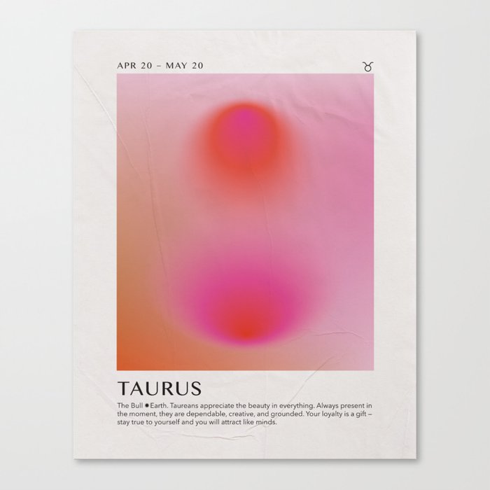 Taurus Astrology Zodiac Aura Gradient Art Print Canvas Print