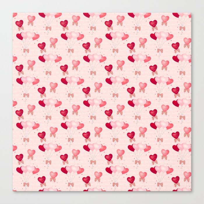 Valentine's Day Heart Balloons Pattern Canvas Print
