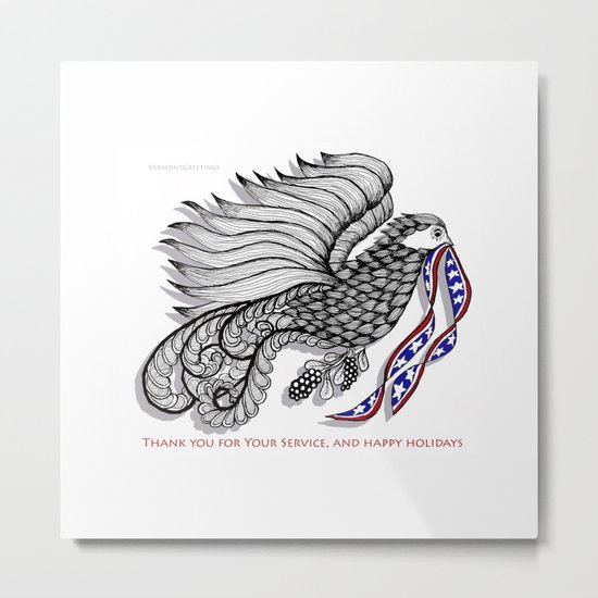 Veterans Happy Holiday and Thank You for Your Service - Zentangle Illustration Metal Print