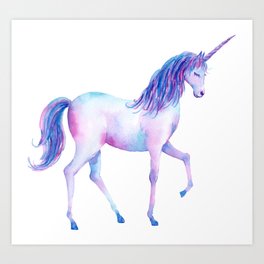A702 Blue Unicorn Paint Splatter Funky Animal Canvas Wall Art  Picture Prints 