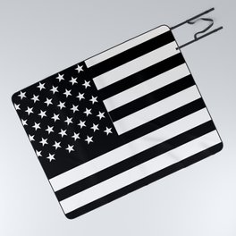 Black and White American Flag Picnic Blanket