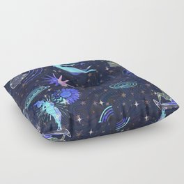Cosmic goddess blue glow  Floor Pillow