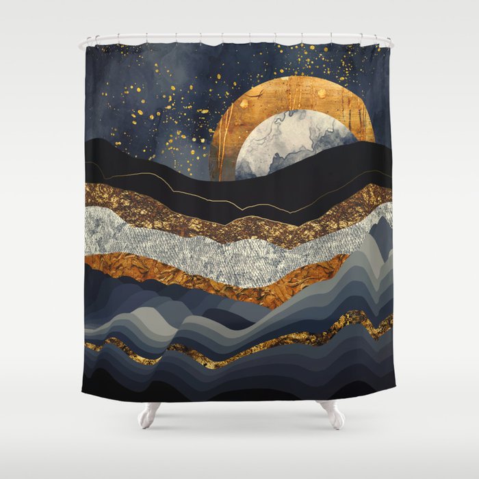 Metallic Mountains Shower Curtain