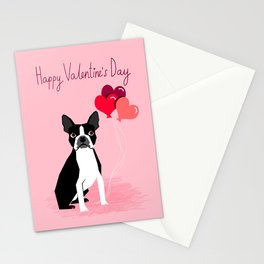 Boston Terrier dog lover valentines day heart balloons must have gifts for Boston Terriers Stationery Card