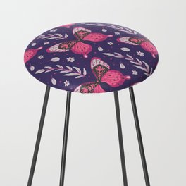 Wine Colored Butterflies on Blue Counter Stool
