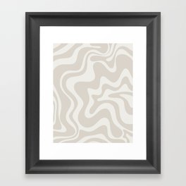 Liquid Swirl Contemporary Abstract Pattern in Mushroom Cream Framed Art Print