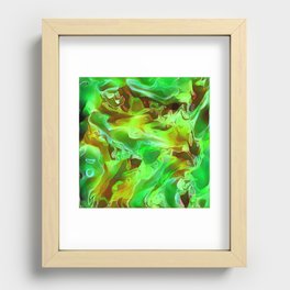 Emerald Field - green gold abstract swirl pattern Recessed Framed Print