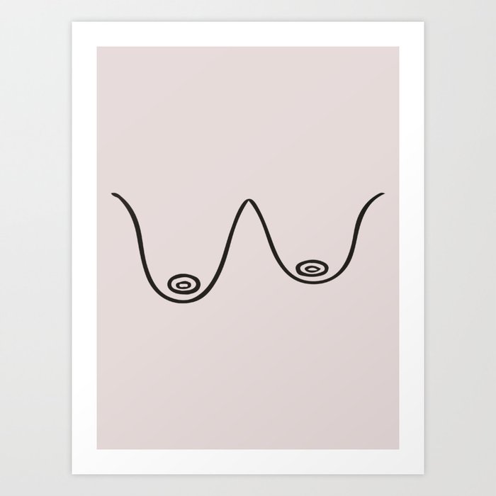 Boob boobs boobies  Feminist Minimal Line Drawing Art Print by