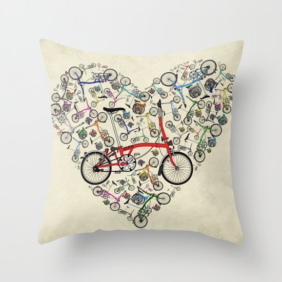 I Love Brompton Bikes Throw Pillow