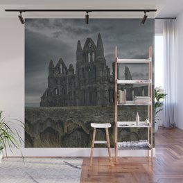 Great Britain Photography - Whitby Abbey Under The Gray Clouds Wall Mural