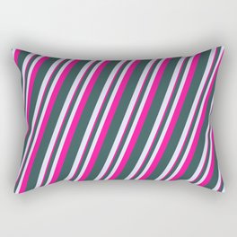 [ Thumbnail: Dark Slate Gray, Lavender & Deep Pink Colored Lines/Stripes Pattern Rectangular Pillow ]