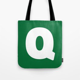 Q (White & Olive Letter) Tote Bag
