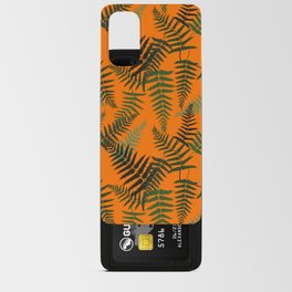 Fern Leaf Pattern on Orange Background Android Card Case