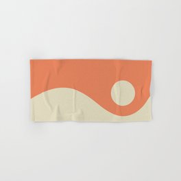 Nami Minimalist Wave Abstract in Pumpkin Orange and Warm Beige Hand & Bath Towel
