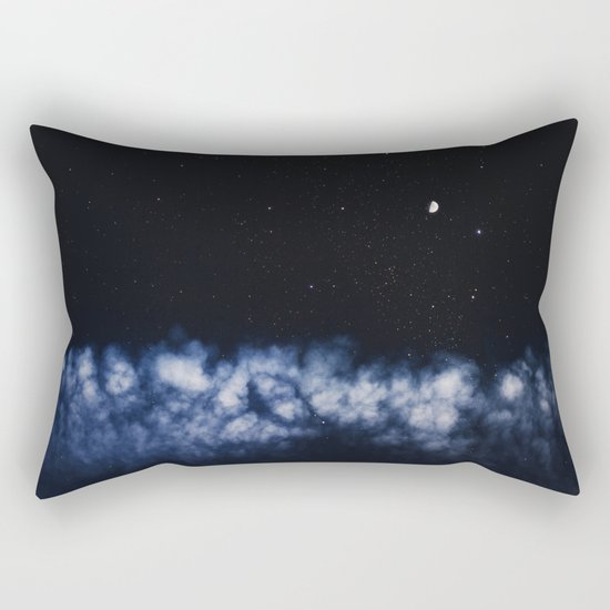Contrail moon on a night sky Rectangular Pillow
