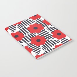 Abstract red flowers pattern. Modern art Notebook
