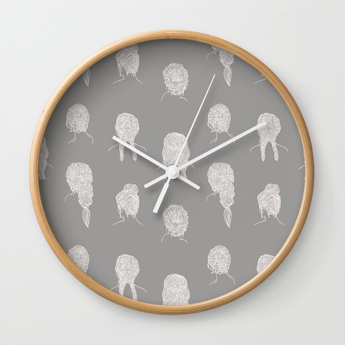 Braided Hairstyles - Grey Wall Clock