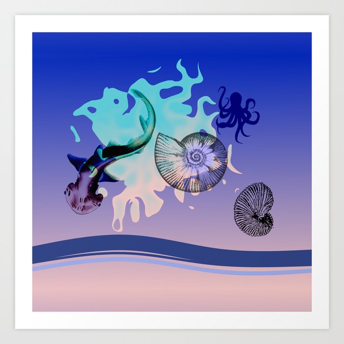 Ocean Life simple illustration Art Print