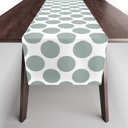 Green and White Uniform Large Polka Dot Pattern Pairs Dulux 2022 Popular Colour Fresh Foliage Table Runner