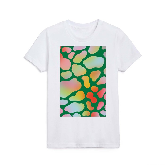 Cute Colorful Cow Spots Pattern \\ Multicolor Gradient & Juicy Green Background Kids T Shirt