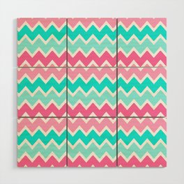 Turquoise Aqua Blue and Hot Pink Ombre Chevron Wood Wall Art