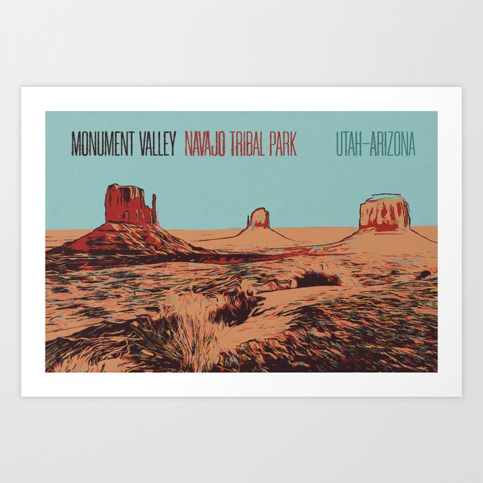Monument Valley National Park Landscape illustration Art Print