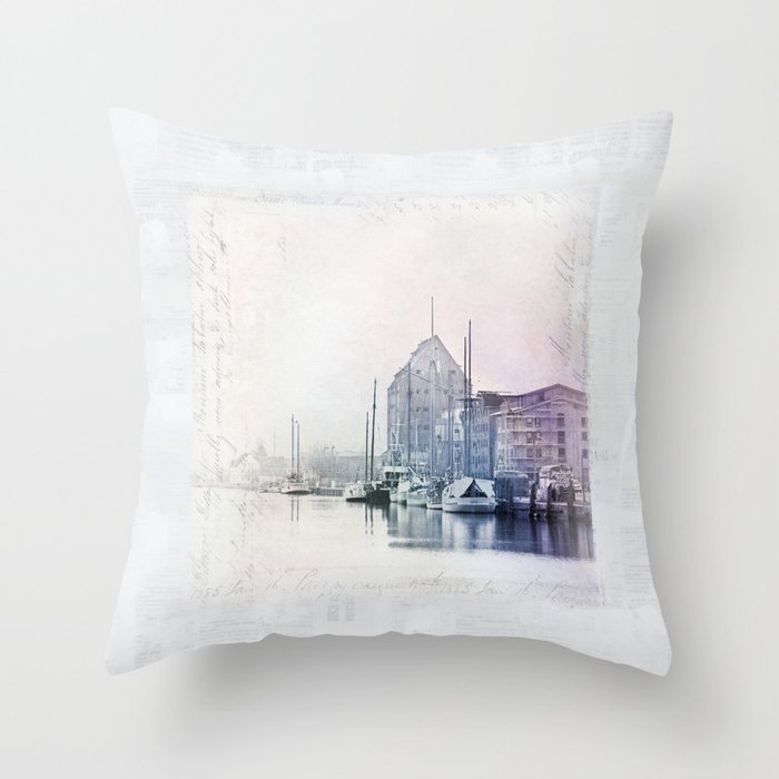 Northern Harbor Greifswald Baltic Coast Germany Throw Pillow