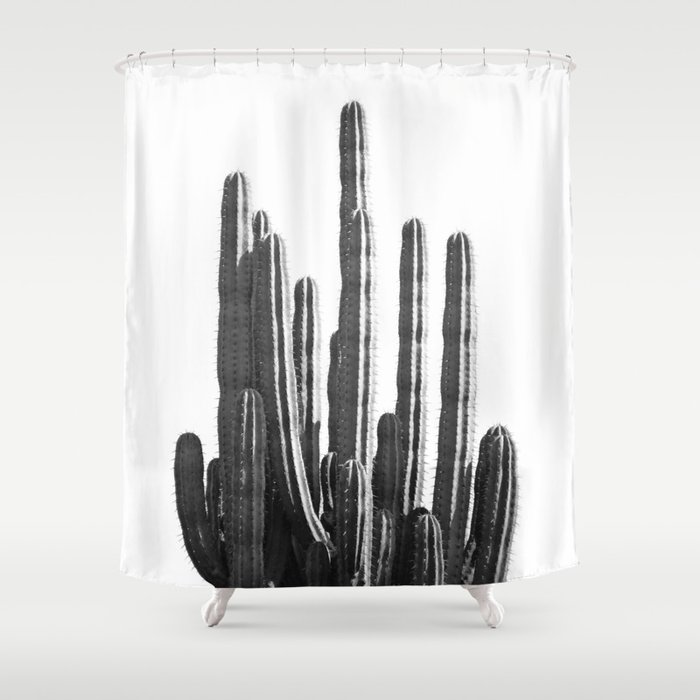 Black and White Cactus Shower Curtain