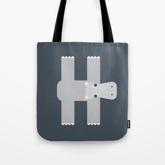 Letter H // Animal Alphabet // Hippo Monogram Tote Bag